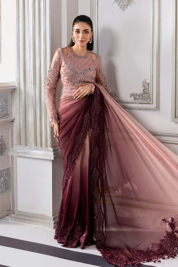 Unstitched Embroidered Chiffon Saree | BD - 3001 - NEW NAMAL PRET