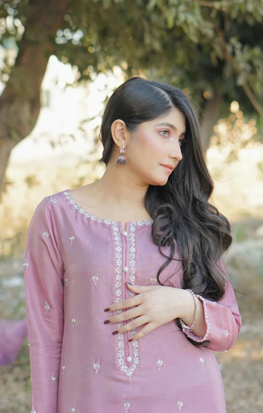 Zaib Dress with Hand made work & Trouser, organza Duppata - NEW NAMAL PRET