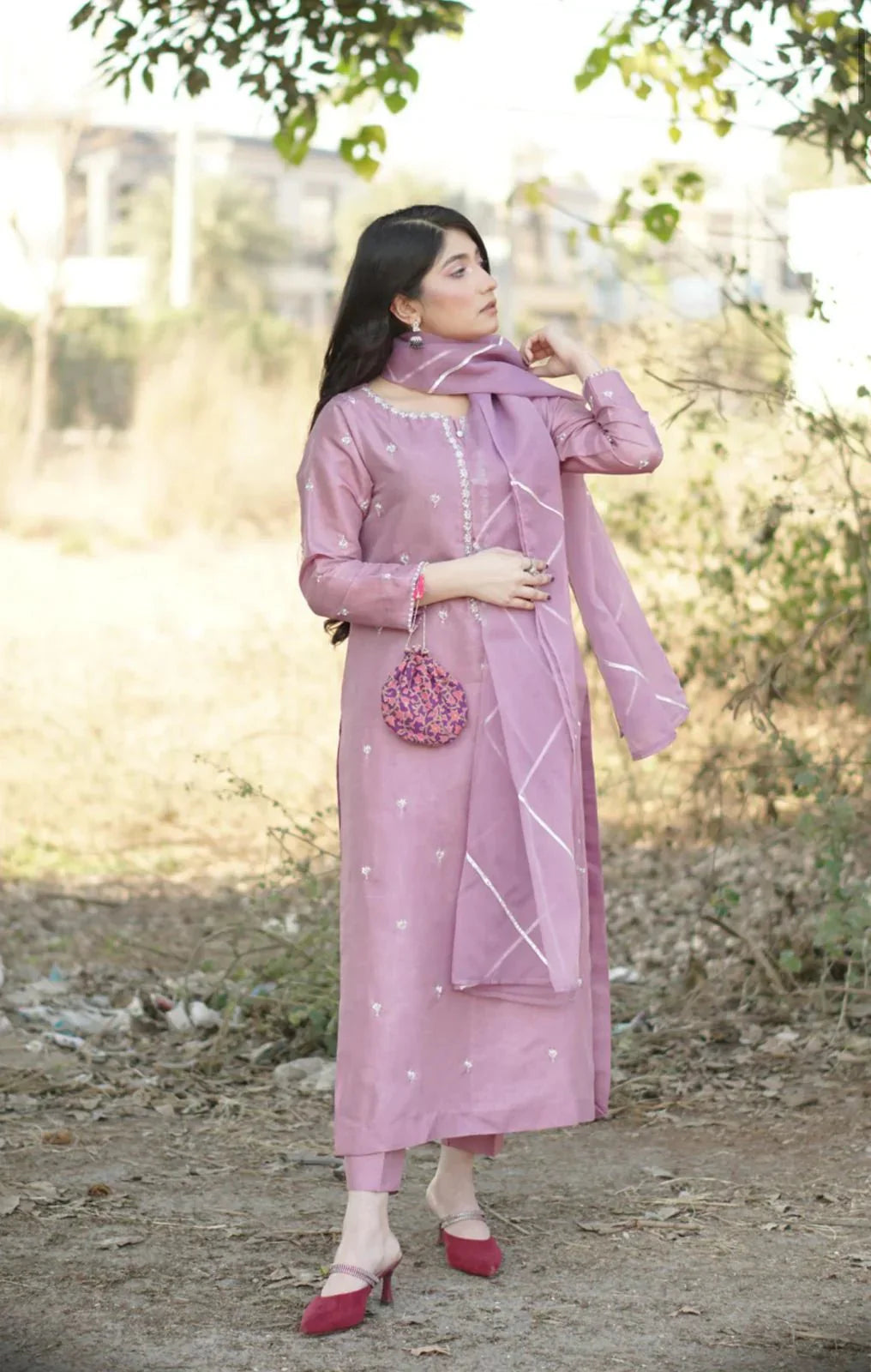 Zaib Dress with Hand made work & Trouser, organza Duppata - NEW NAMAL PRET
