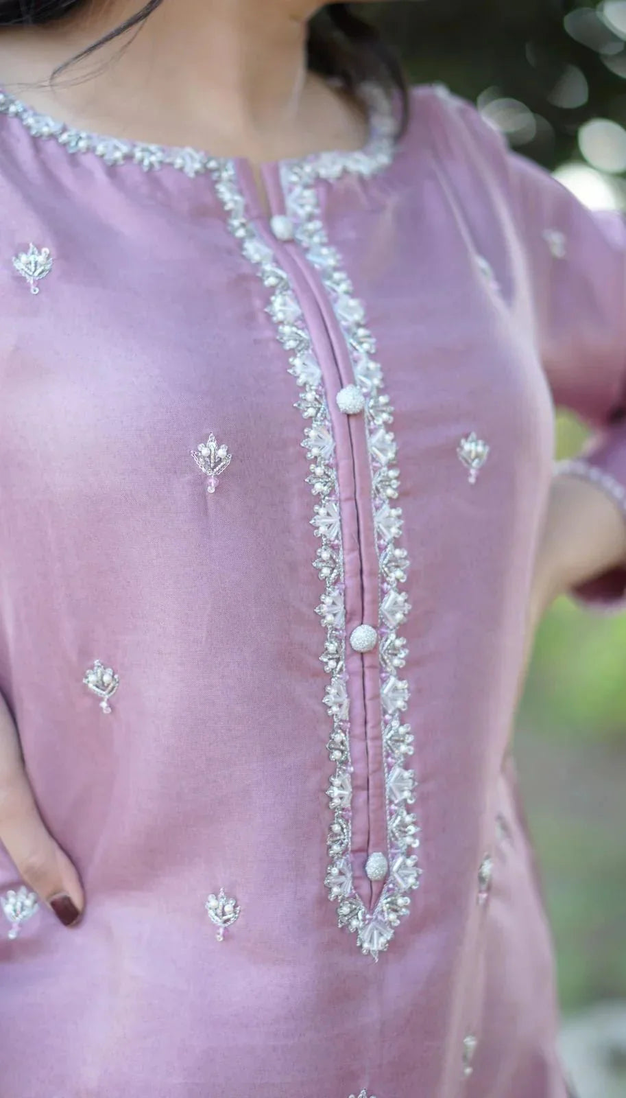 Zaib Dress with Hand made work & Trouser, organza Duppata - NEW NAMAL PRET
